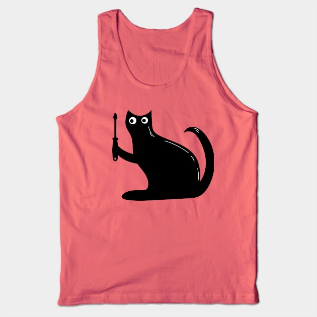 screwdriver Lockdown Cat Tank Top by Codyaldy